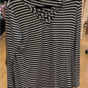 White Barn Black and White Striped Long Sleeve Top